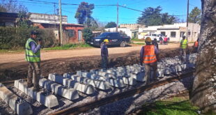 AVANZA A BUEN RITMO LA OBRA DE RENOVACIÓN DE RIELES Y DURMIENTES EN EL RAMAL MERLO-LOBOS: UNA CUADRILLA ESTÁ TRABAJANDO EN NUESTRA CIUDAD