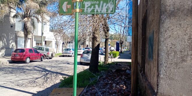 VEREDAS INTRANSITABLES Y PELIGRO DE DERRUMBE EN UNA ESQUINA CÉNTRICA
