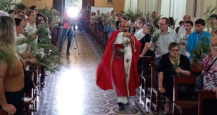 CELEBRACIÓN DEL DOMINGO DE RAMOS EN LOBOS: MASIVA MUESTRA DE FE EN EL TEMPLO PARROQUIAL- EL PADRE LUIS MENA LLAMÓ A VIVIR CON ESPERANZA LA SEMANA SANTA